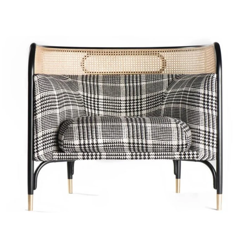 

Rattan Chair Modern Lounge Chair with Woven Cane Armchair