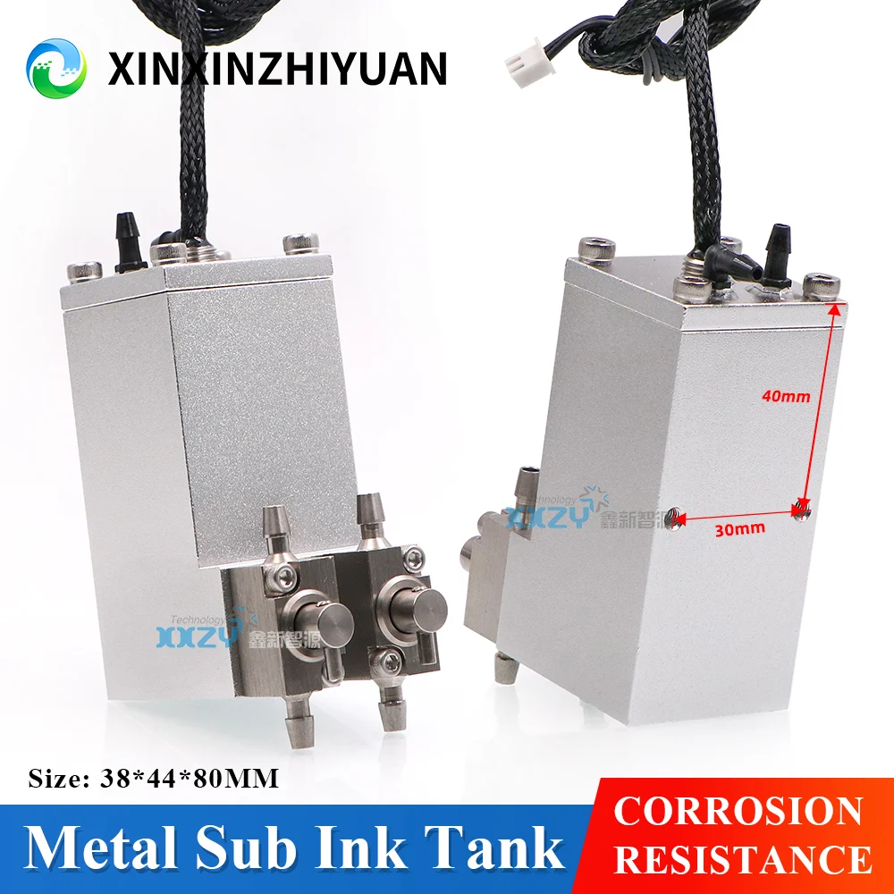 Inkjet Printer Metal Sub Tank With 2 Valves Negative Pressure Ink Cartridge for UV Flatbed Printer 38*44*80MM Ink Bottle