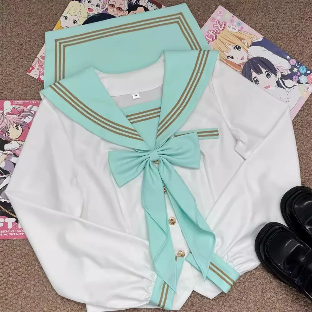 Nuevo traje de marinero verde claro uniforme escolar colegiala japonesa mujer marinero Fuku escuela secundaria coreana Seifuku vestido de marinero