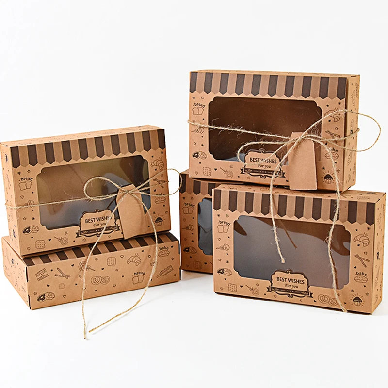 12Pcs Windowed Cupcake Boxes With Tags Wedding Favors Candy Cookies Cake Packaging Box For Guest Birthday Christmas Party Decor