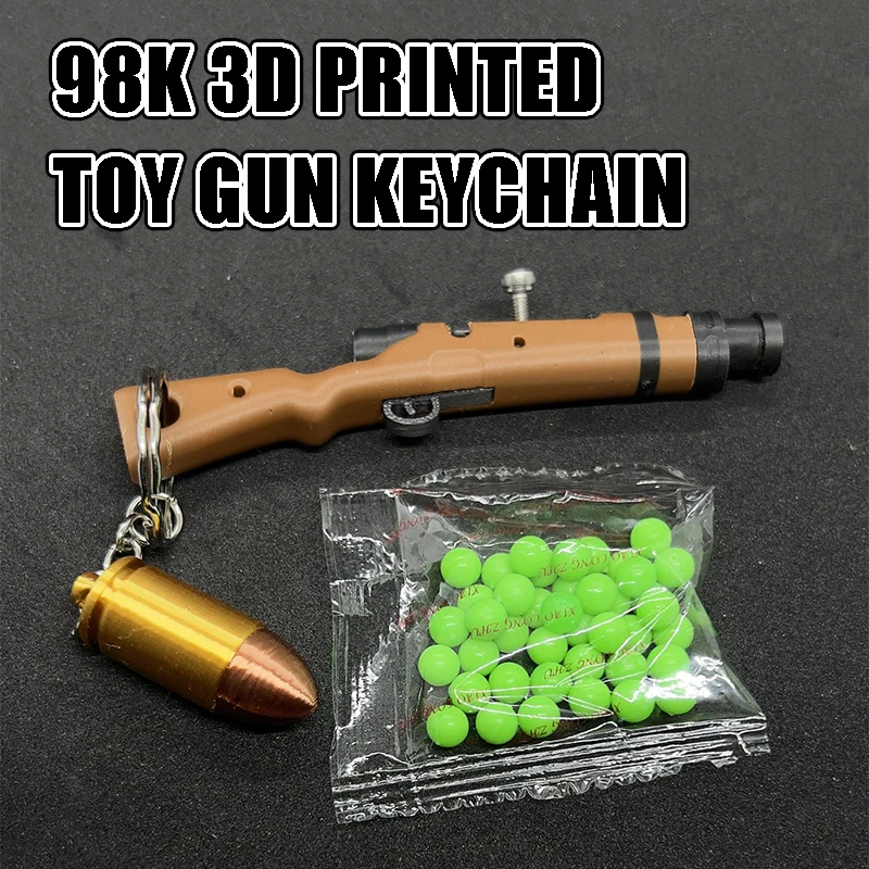 98K Rifle Toy Blaster BB Gun Toy Keychain Mini 3D Printed Keychain Decompression Toys Cool Gift for Kids