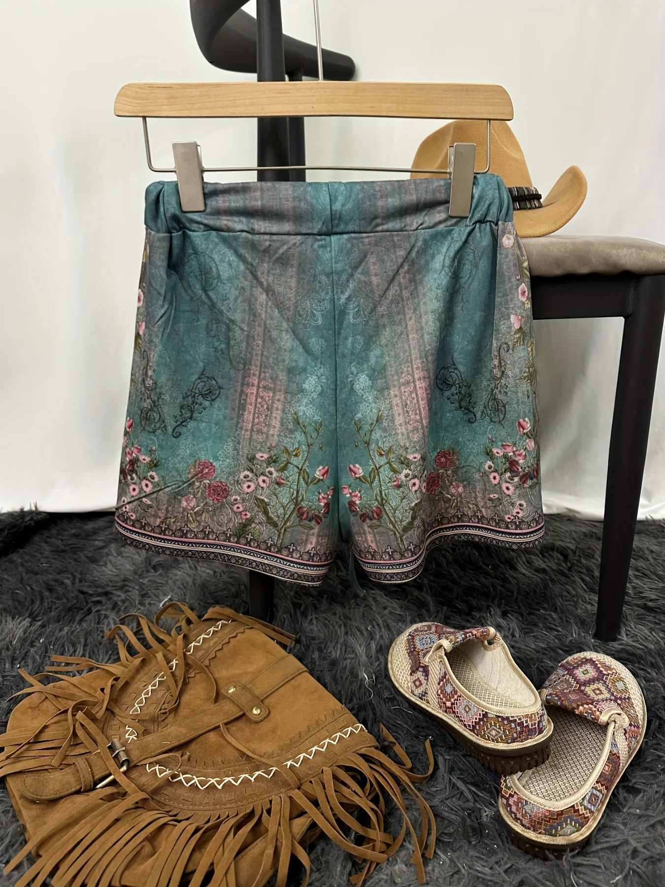 Dames retro westerse etnische stijl bloemenprint casual mode damesshorts