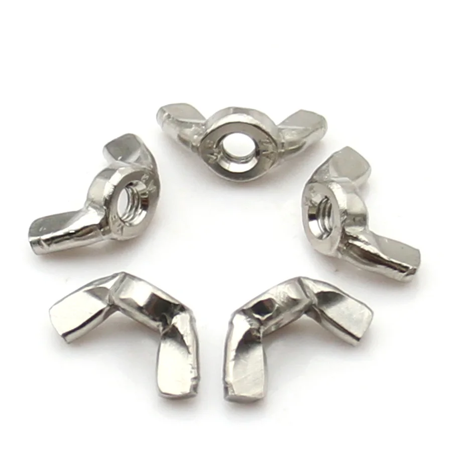 1/ 2/ 5pcs M3 M4 M5 M6 M8 M10 M12 304 Stainless Steel Wing Nut with Hand-Tightening Horns DIN 315 Butterfly Nuts
