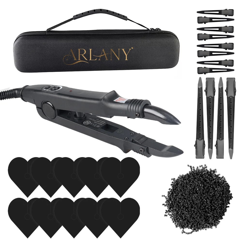 

Набор для наращивания волос ARLANY K-Tip: утюжок для кератинового наращивания с 10 защитными насадками и 40 г кератинового клея для кератинового наращивания, термоплойка