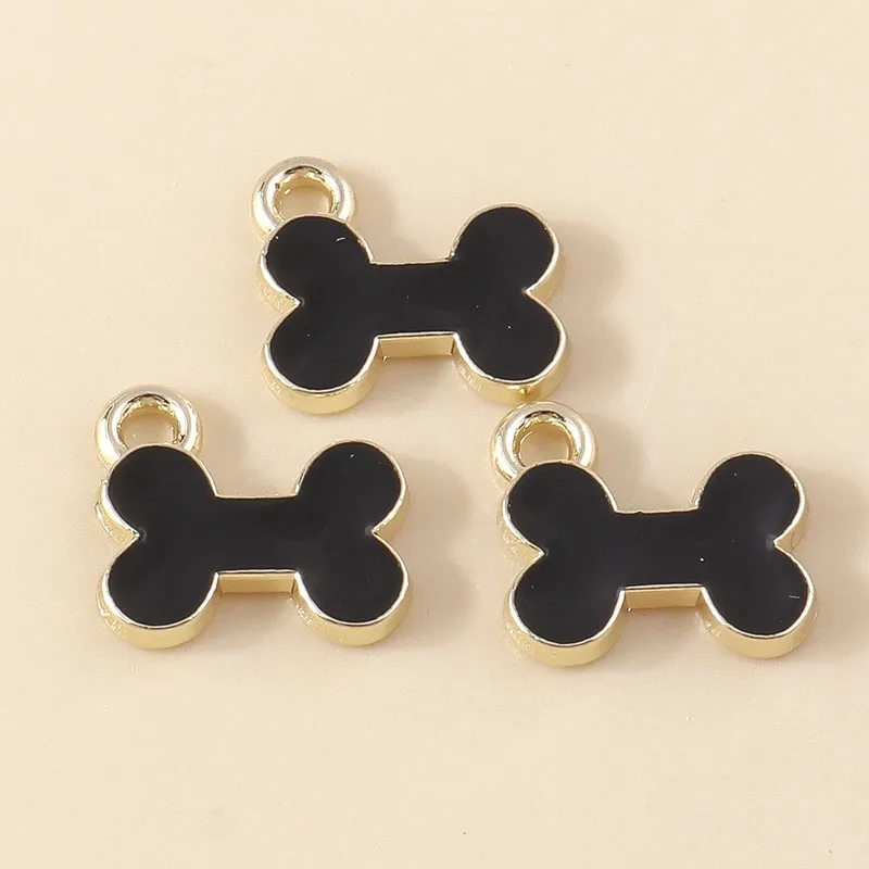Leslie 10 Stück/Set Emaille Niedliche Katzen- und Hundepfoten-Hundeknochen-Anhänger für Ohrringe, Armbänder, Halsketten, Anhänger, DIY-Schmuckherstellungszubehör – Detail 22