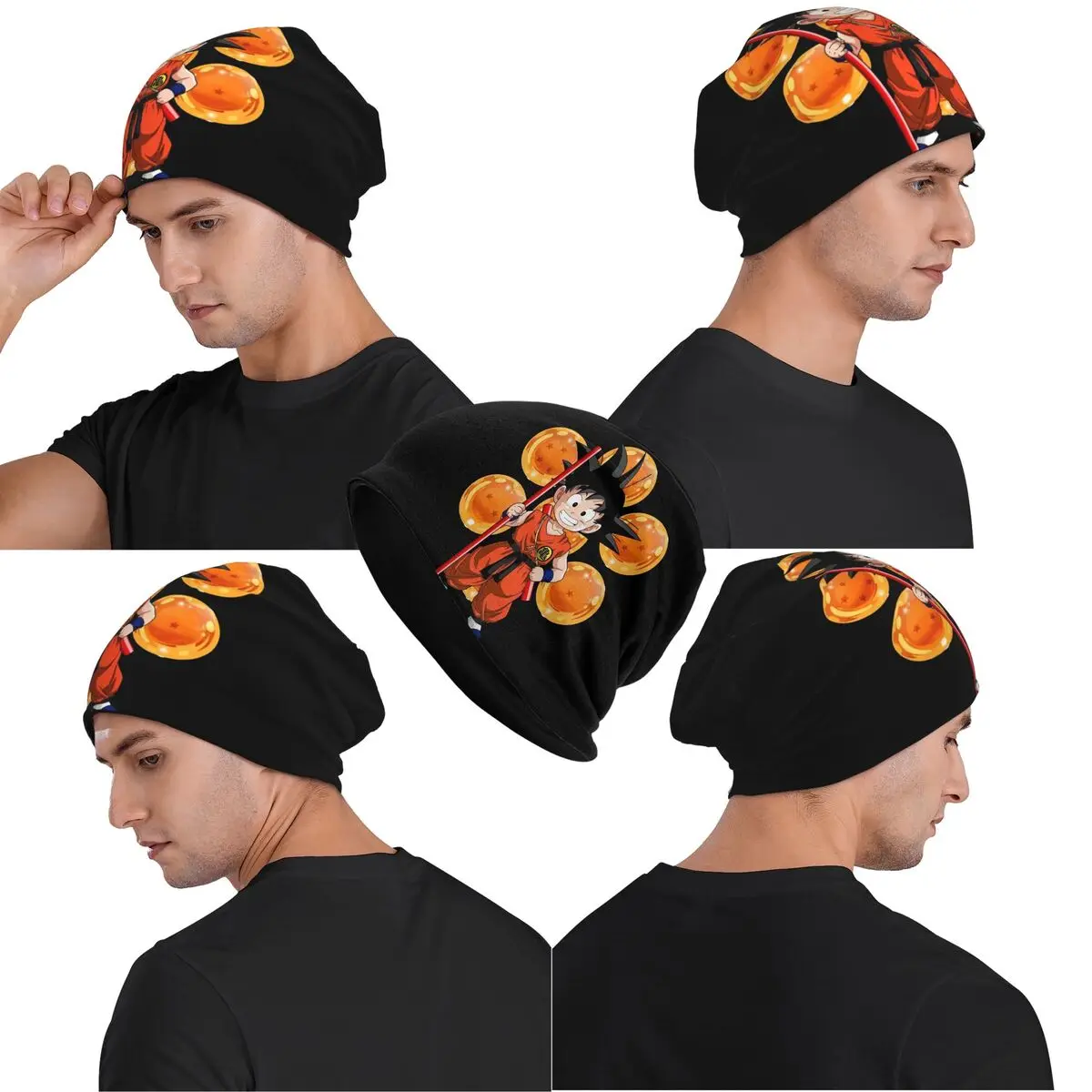 Stylowa czapka beanie z dzianiny Dragon Ball DragonBall Anime, idealna na jesień i zimę, ciepła czapka dla mężczyzn, idealna dla osób po chemioterapii.