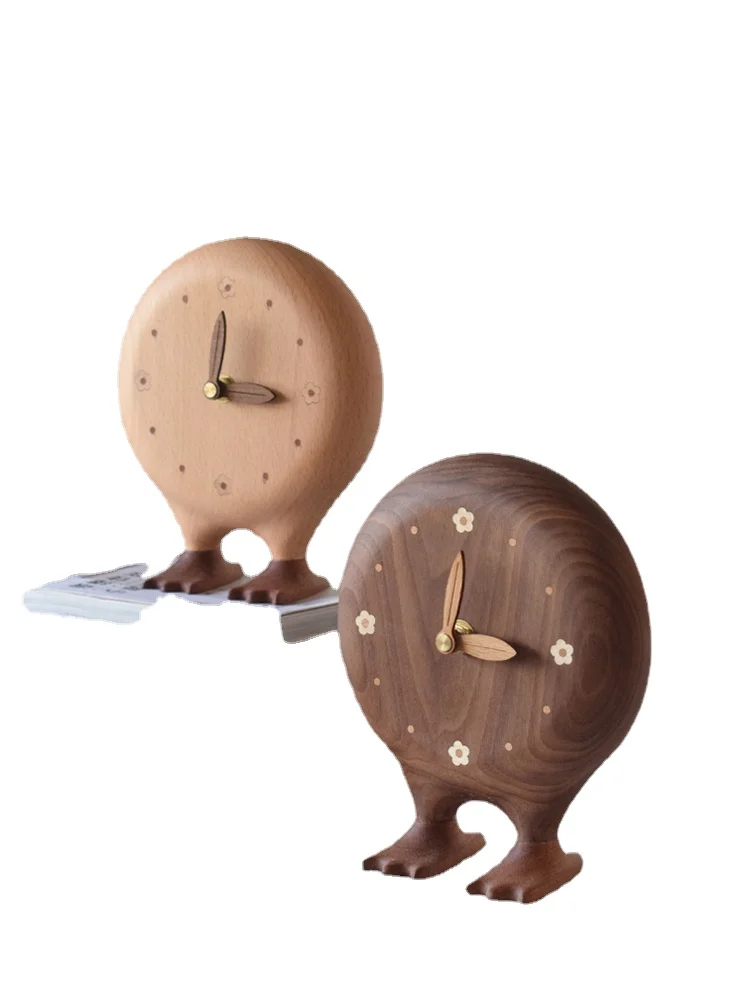 

Creative Cute Solid Wood Mute Desk Clock Bedroom Bedside Table Decorative Ornaments Clock