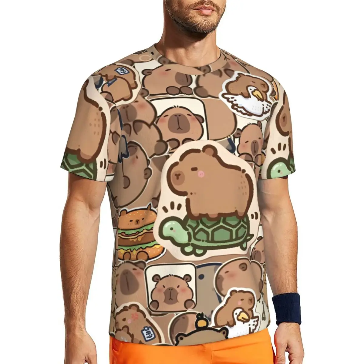 

Capibara Lovely Nap T-Shirt Summer Y2K Basic T-Shirts 2024 Cotton Harajuku Tee Shirt For Men Short Sleeve Loose Tops