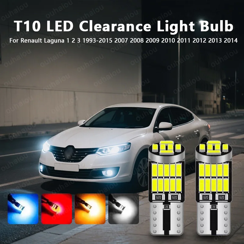 

For Renault Laguna 1 2 3 1993-2015 2007 2008 2009 2010 2011 2012 2013 2014 2pcs LED Parking Light T10 W5W Clearance Lamp CANbus
