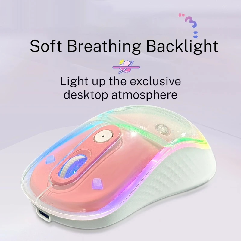 S01 Wireless Mouse Dual Mode Creative Appearance Bass Button Four Levels DPI Adjustable Flowing Sand Design Office Gaming Mouse