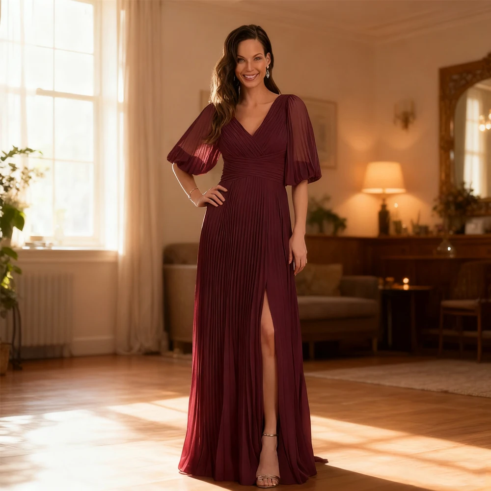 

Exquisite Half Sleeve Mother of Bride Dresses for Women 2025 Side Slit Wedding Party Dresses with Lace New Robe De Soirée