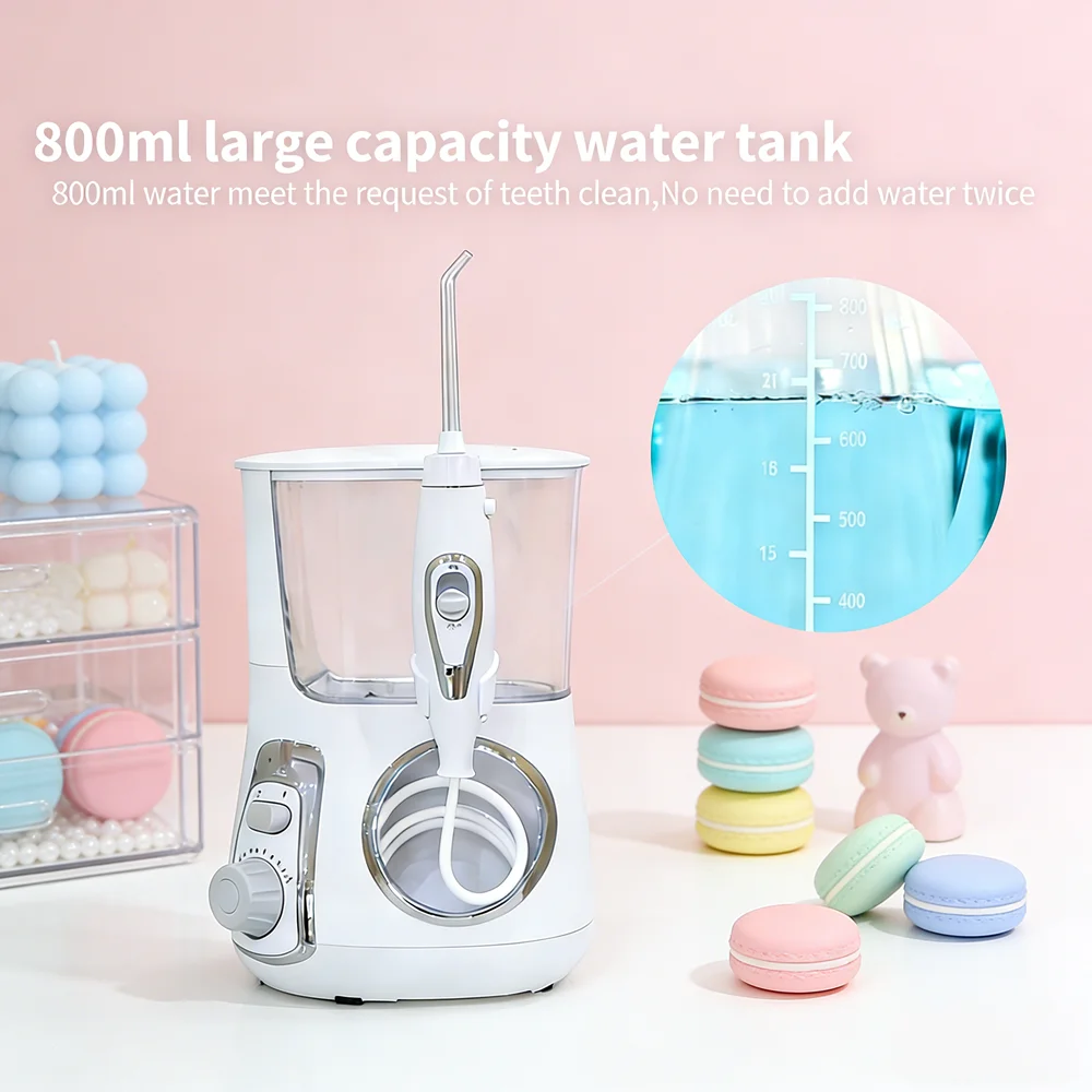 

Настольный электрический ирригатор для полости рта, 800 мл, 10 режимов, 5 насадок, для домашнего ухода за зубами, чистки и защиты от кариеса