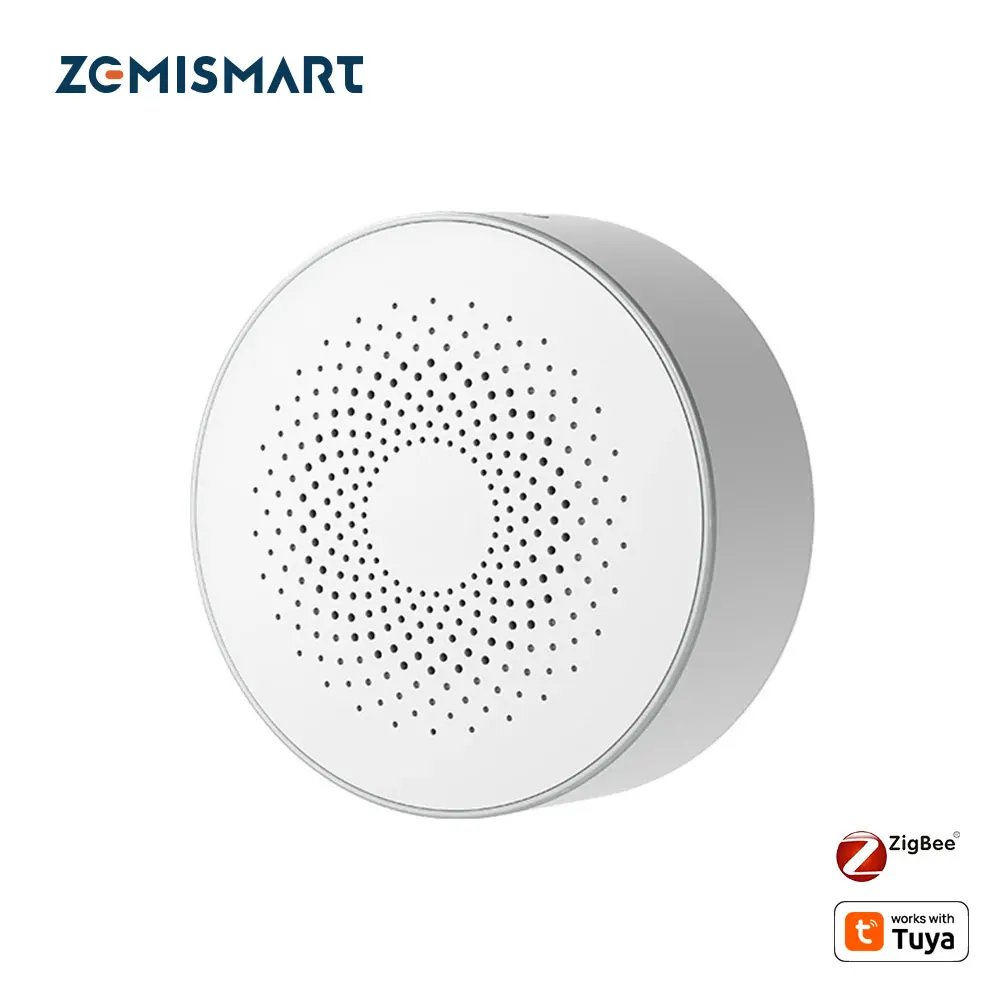 Zemismart Zigbee Smart Sound and Flash Alarm Siren Detector Sensor Work with Tuya Wireless Audible and Visible Alarm Anti-tamper