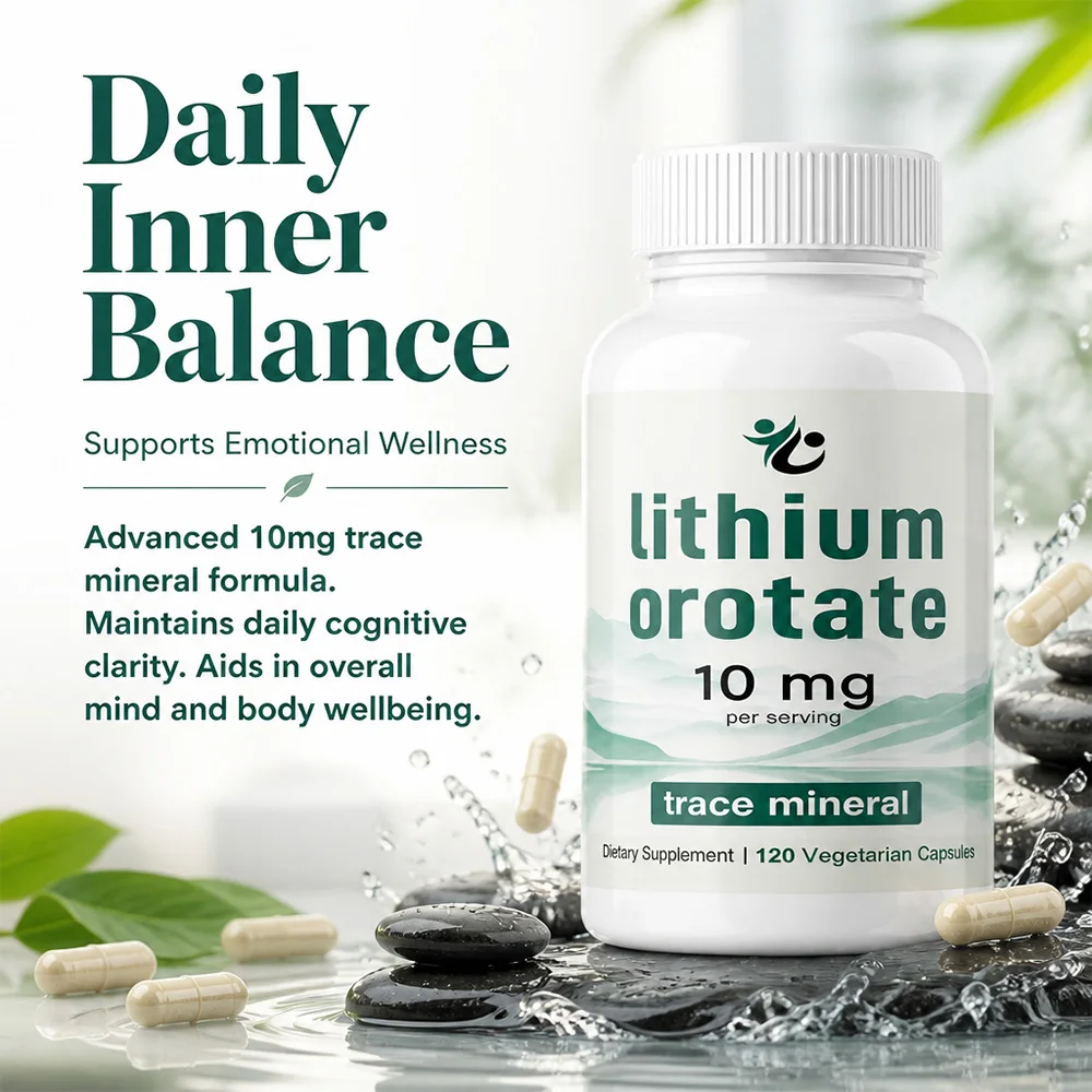 Lithium Orotate 10mg Capsules, High Bioavailability Trace Mineral, Brain Supplement, & Mood Support, Non-GMO, Gluten Free