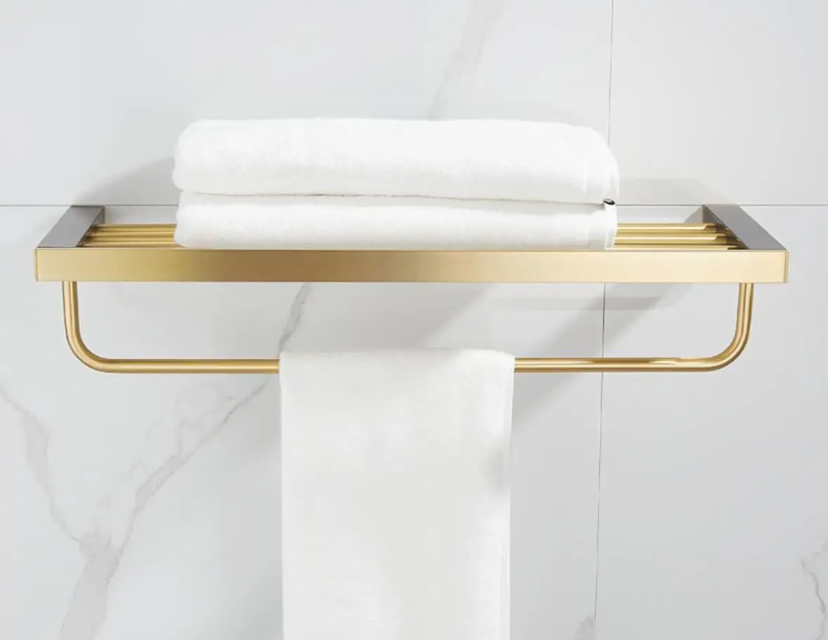 

Латунь с роскошным мраморным набором аксессуаров для ванной комнаты 24-дюймовый вешалка для полотенец и полка для полотенец