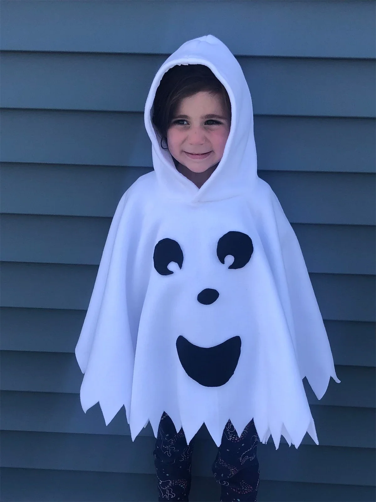 Toddler Boy Girl Halloween Costume Ghost Smile Embroidery Cloak Hooded Cape Poncho Fancy Party Cosplay Outfits