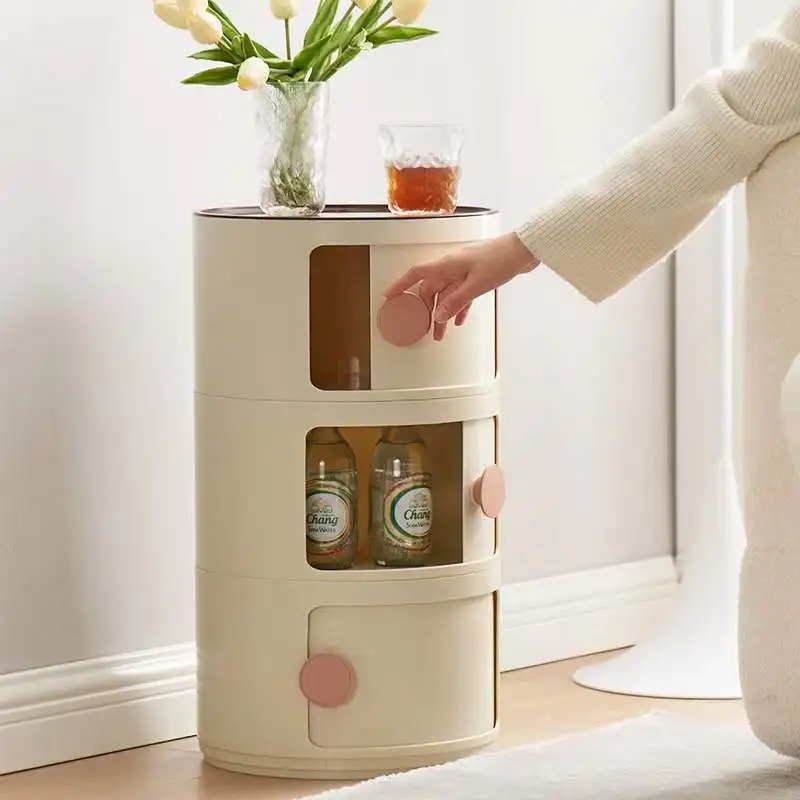 

Bedside table Simple and creative multi-layer storage cabinet Plastic side cabinet Round locker