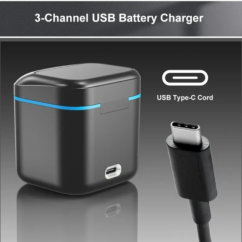 2000mAh Battery for GoPro Hero 12 11 10 9 Motion Camera Rechargeable Li-ion Battery Storage 3 Slot Fast Charger Batteries