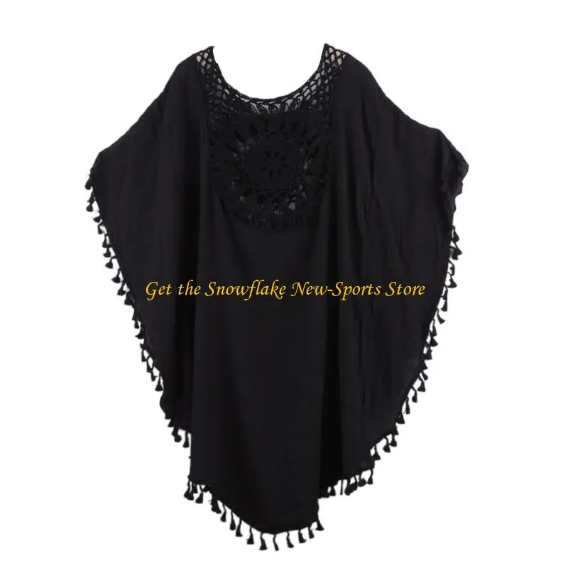 

E56D Womens Loose Crochet Cover-Ups Swimwear Hollow Beach Dress Cover Swimsuit Cover