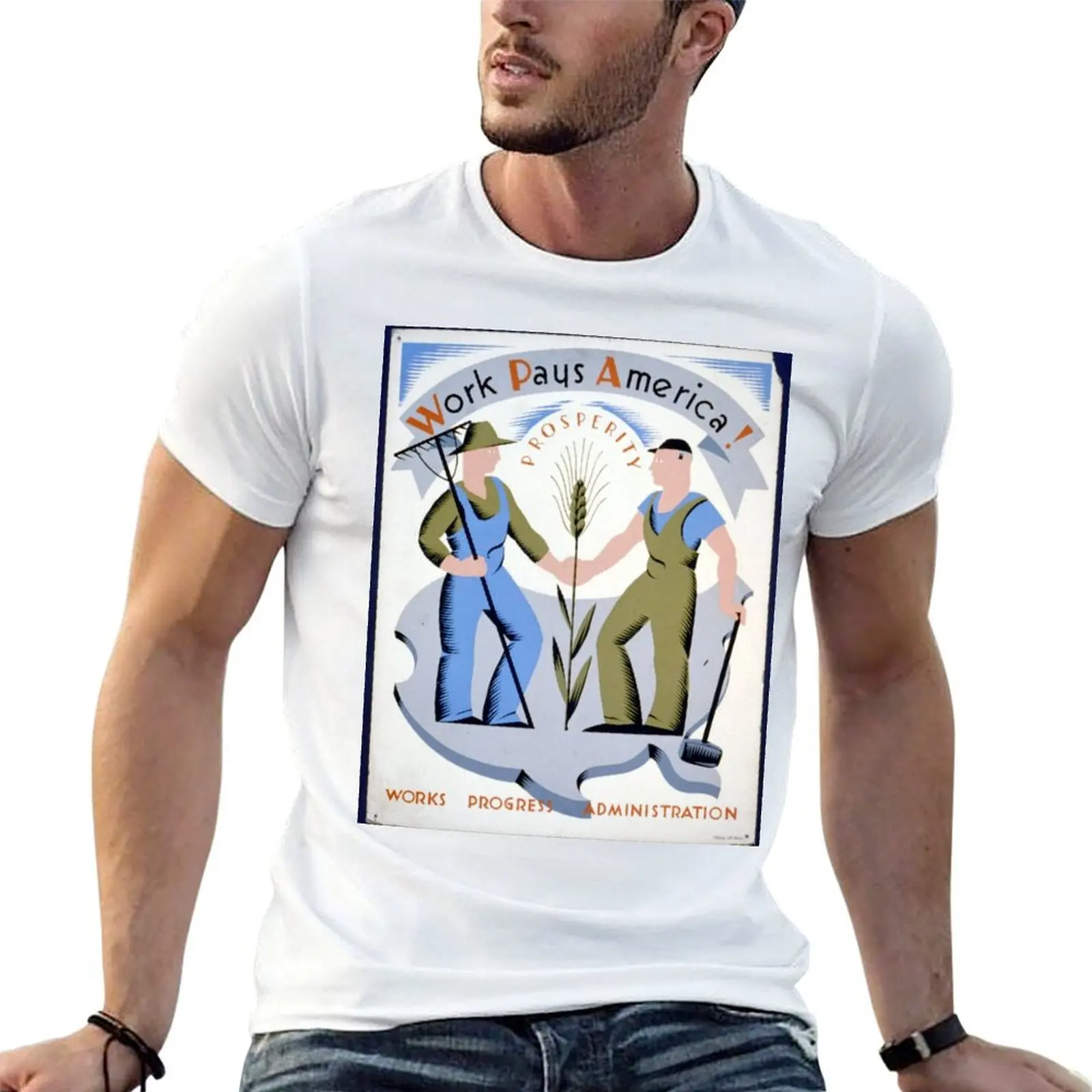 Work Pays America, Works Progress Administration T-Shirt vintage clothes for a boy mens graphic t-shirts pack