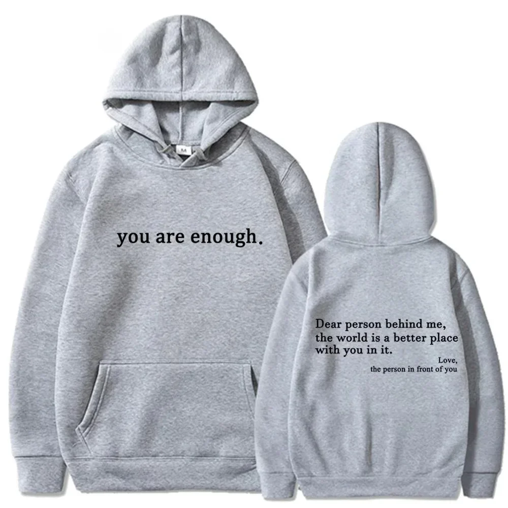 

Autumn Winter Men Hooded Dear Person Behind Me The World Is A Better Place Print Hoodie Sweatshirts Unisex Pullovers Clothing