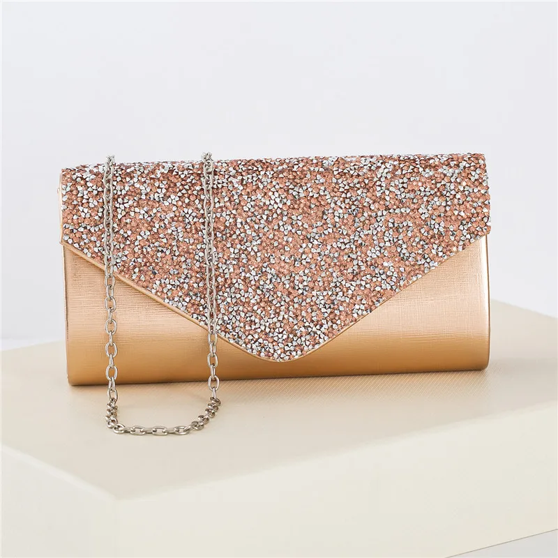 

Gold Silver Color Pu Sequin Evening Bags Clutch For Women Prom Party Chain Shoulder Bag Crossbody Fashion Classic Handbag Purses