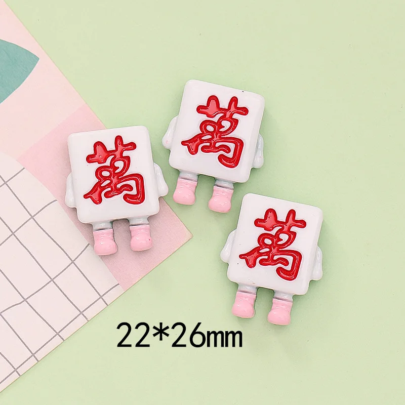 Cartoon Chinese Mahjong Miniature Resin Flat back Cabochons 10pcs Art Supply DIY Home Decoration Hair Clip Scrapbook Accessories