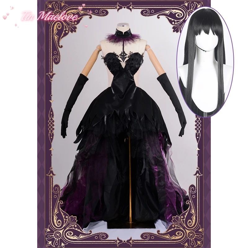 Anime Magical Girl Puella Magi Madoka Magica cosplay Women Magica Devil Homura Akemi Cosplay Costume Luxury Dress Set black wig