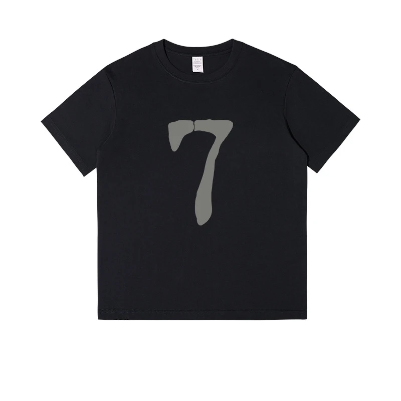 Футболка женская с принтом цифр 7, Повседневная Свободная рубашка с коротким рукавом, с круглым вырезом, в стиле унисекс, большие размеры 3XL Футболка женская с принтом цифр 7, Повседневная Свободная рубашка с коротким рукавом, с круглым вырезом, в стиле унисекс, большие размеры 3XL