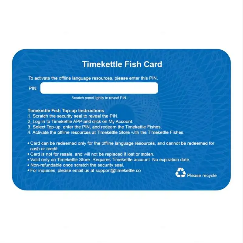 Timekettle Translator Earbuds Offline Language Digital Card-30 Fishes