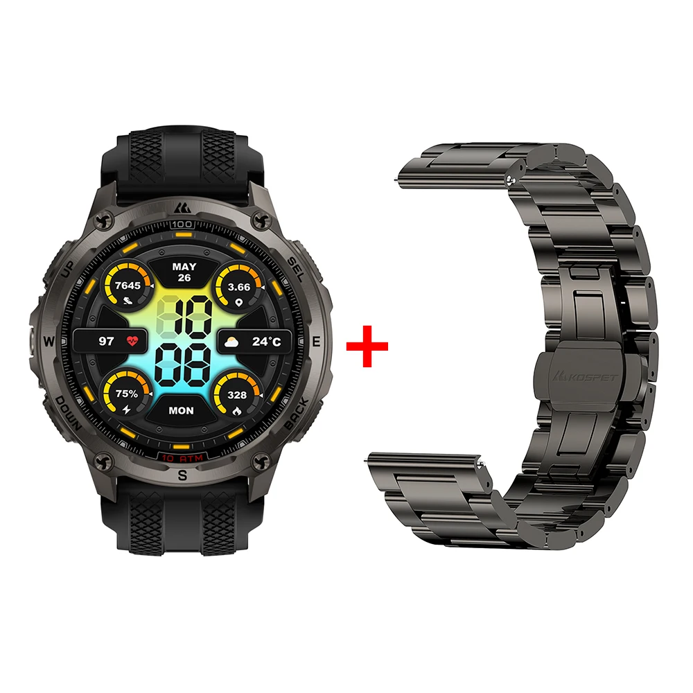 KOSPET Tank T4 Smart Watch voor heren GPS Offline kaarten 32G ROM 10ATM Waterdicht Hartslag Duiken Skiën Wandelen voor Android IOS