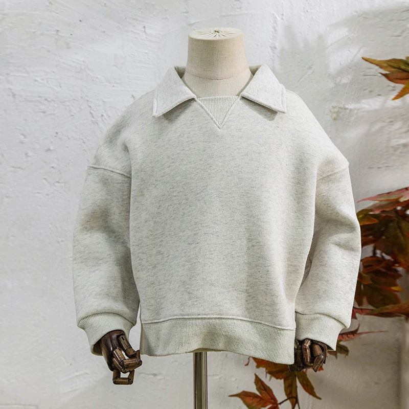 Kinder kleidung Jungen und Mädchen Baumwolle Plüsch warme Sweatshirts Herbst Winter neue Kinder Revers lässig lose Langarm pullover – Detail 11