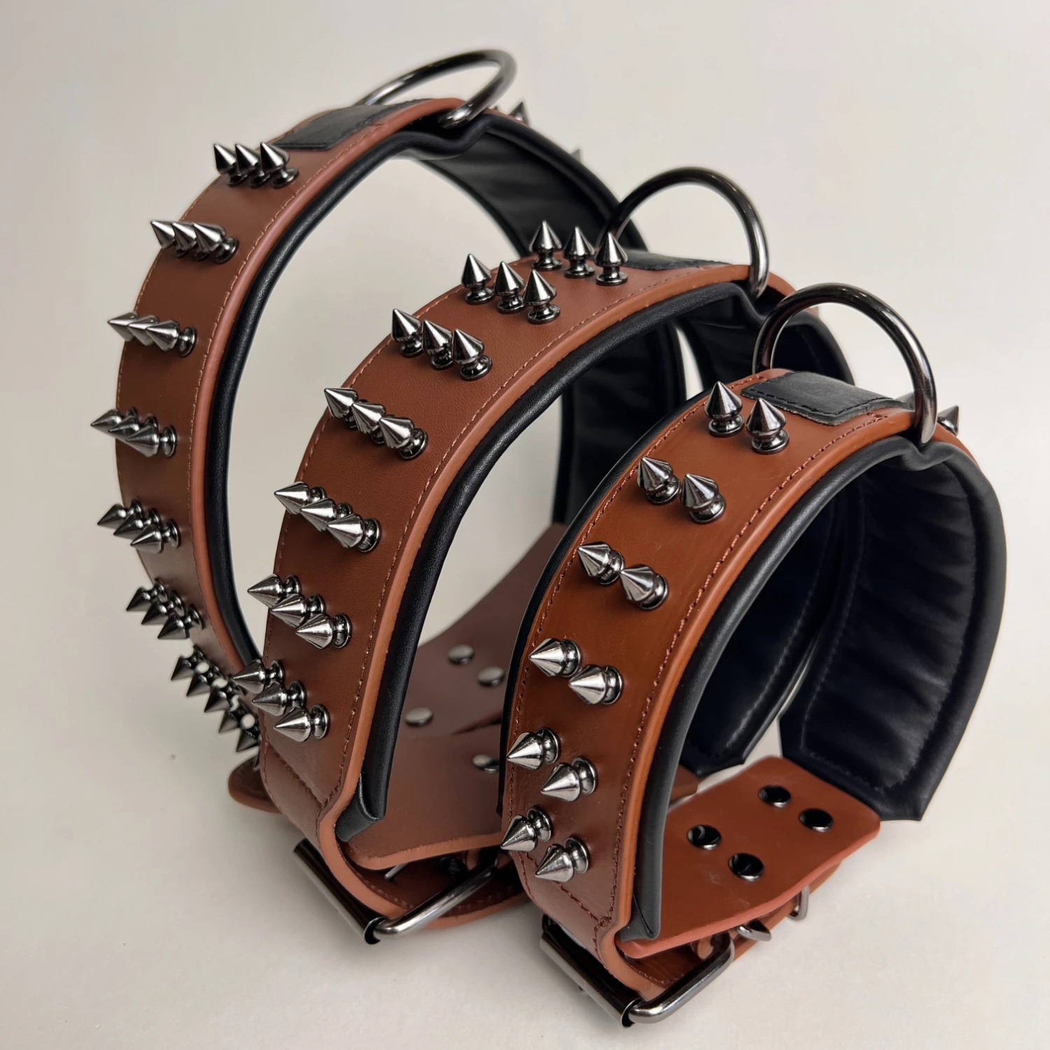Nail Leather Dog Collar, Luxurious Leather Pet Collar, Rivet Nail Anti Bite Dog Chain, Thickened Widened With Padding,bully Dog_voghion.com