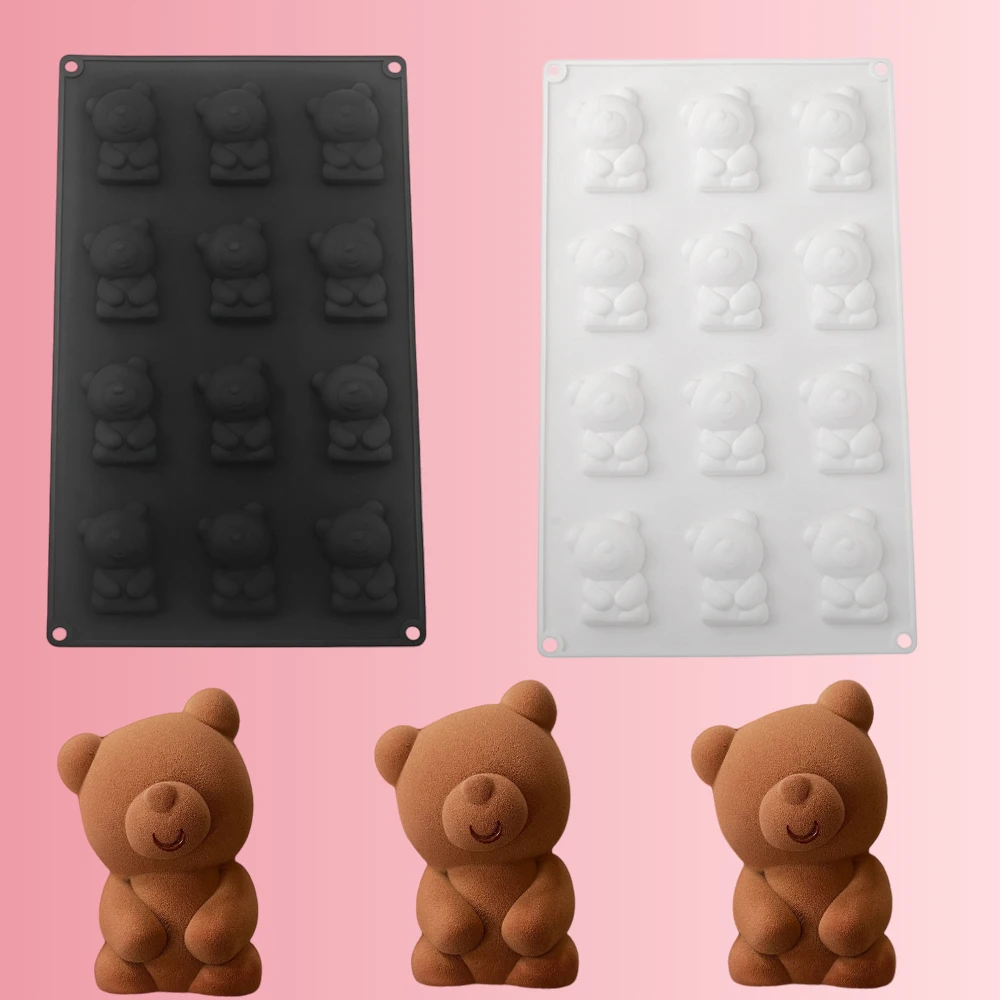 12-fach Silikonform mit Bärenmotiv in Weiß oder Schwarz für Schokolade, Kekse, Kuchen und DIY Süßigkeiten – Backwerkzeuge für die Küche