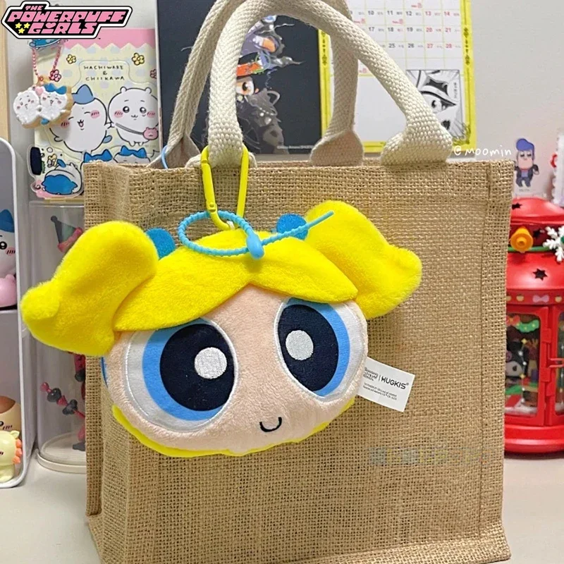 Powerpuff-Sac à main original en peluche pour filles, petit sac de transport, porte-monnaie de dessin animé mignon, rangement pour écouteurs, sac pour carte d'identité, 13cm