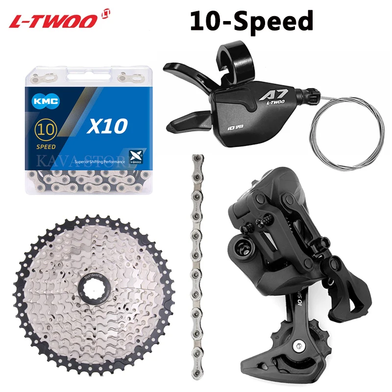 LTWOO A7 1x10 Speed Groupset Shift Lever + Rear Derailleur + X10 Chain + LTWOO K7 Cassette 10V 36/40/42/46/50T for M4100 M6100