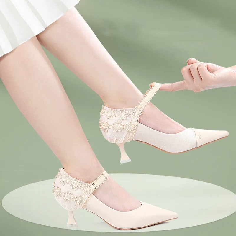 

Women High Heel Anti-drop Shoelace Heel Cover Elastic Lace Shoes Sandals Belt Adjustable Band Non-Slip Shoe Lace Lazy Accessorie