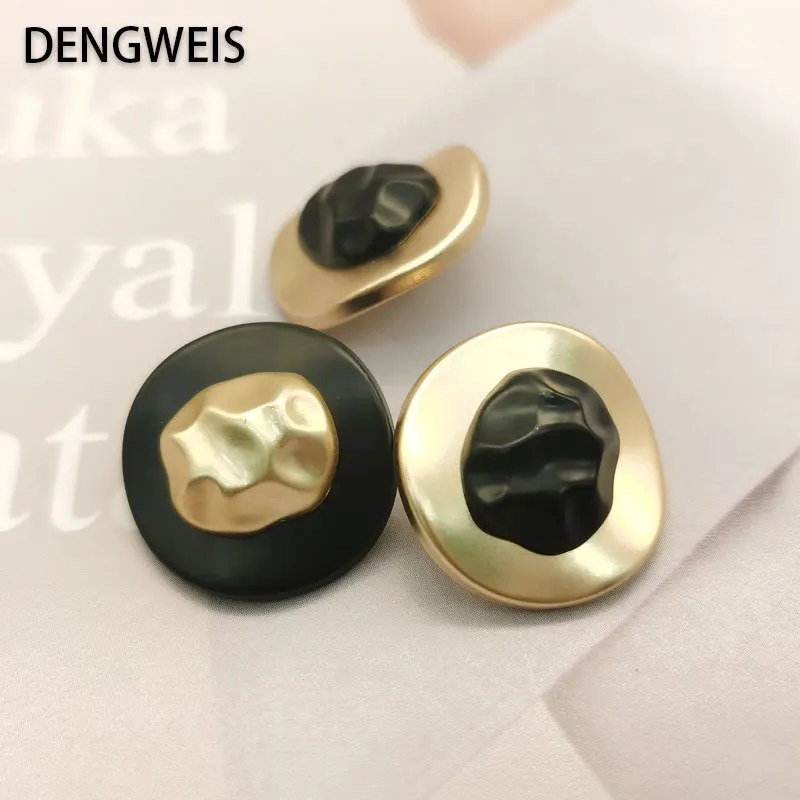 6pcs Black Irregular Metal Buttons for Clothing Designers Handmade Luxury Sewing Button Accessories Decorative Coat Buckle DIY