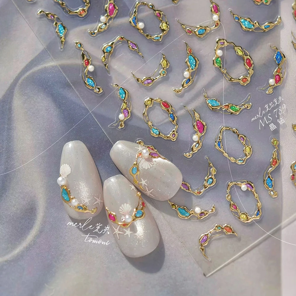 Luxuriöse Strass-Nagelaufkleber, geprägt, 5D-Edelstein, Perle, Kristall, Diamant-Design, selbstklebende Abziehbilder, Schieber für Maniküre, Heimwerker