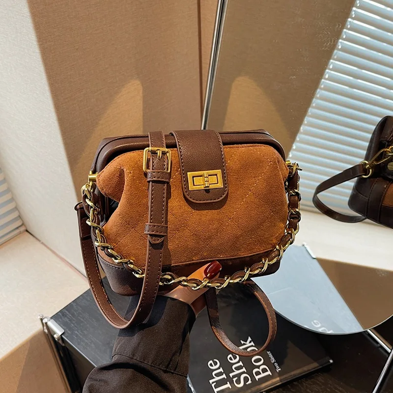 

Осенняя винтажная стеганая сумка 202, женская сумка через плечо с ремешком-цепочкой, сумка через плечо для макияжа, минималистичная сумка «день-ночь»