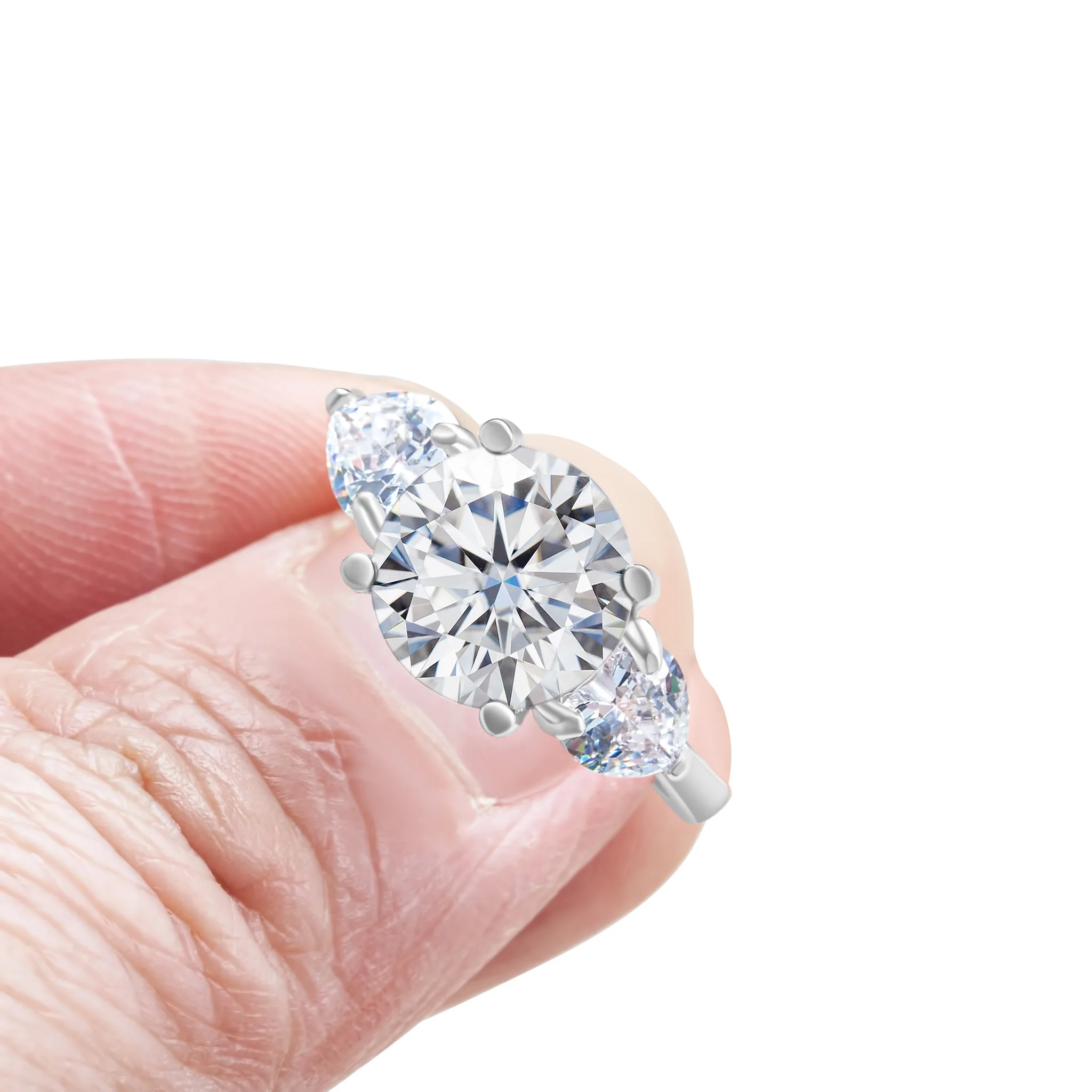 Moissantie Diamantring, Farbe D, Reinheit VVS, aus 925er Sterlingsilber, für Damen und Herren, geeignet für den täglichen Gebrauch und als Geschenk zur Verlobung. – Detail 2