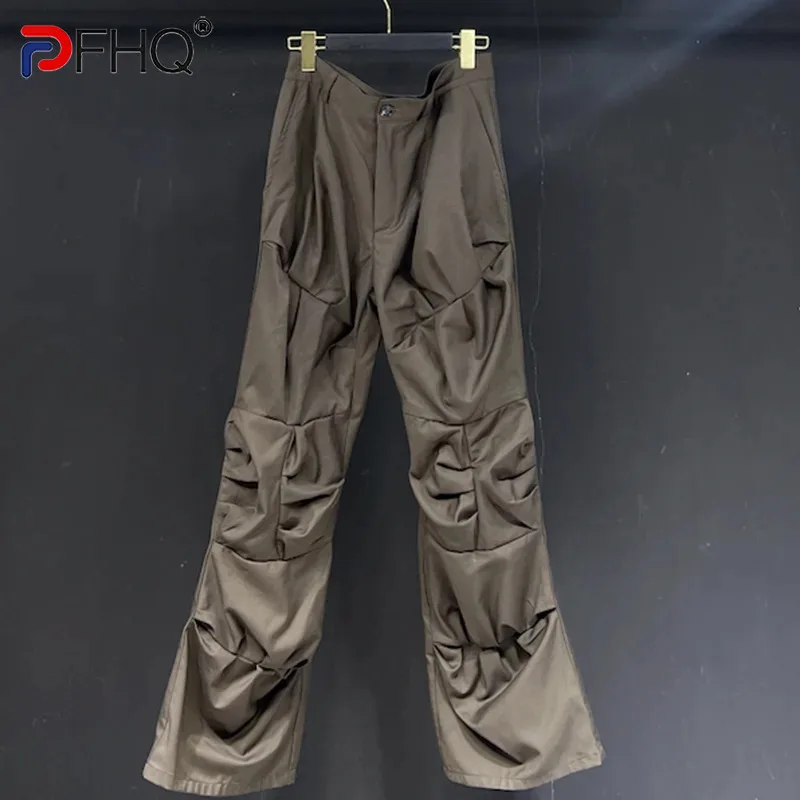 

PFHQ Men's Suit Pants Pleated Flared Design Thin Summer Baggy Personality Comfortable Male Pockets Solid Color Trousers 21Z5014