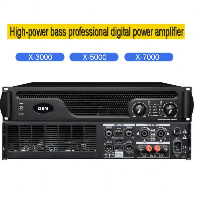 X series High-power bass professional pure rear digital power amplifier multi function input connection karaoke stage