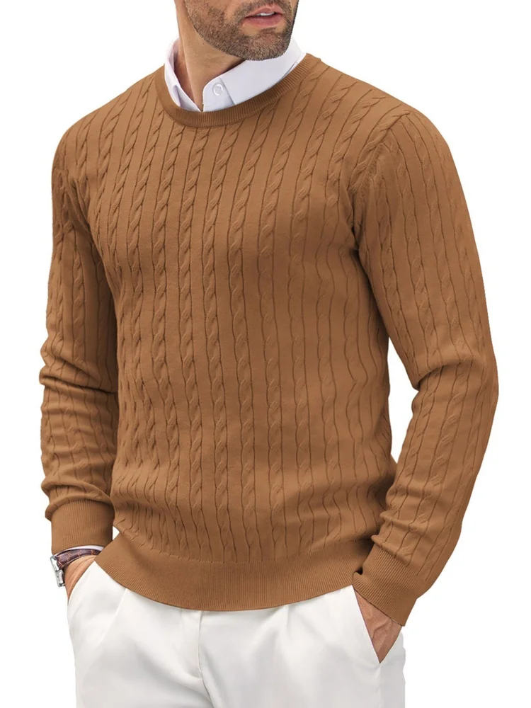 

Базовые мужские свитера, однотонные вязаные мужские пуловеры с круглым вырезом и длинными рукавами, зимняя мода, новые теплые свитера для мужчин