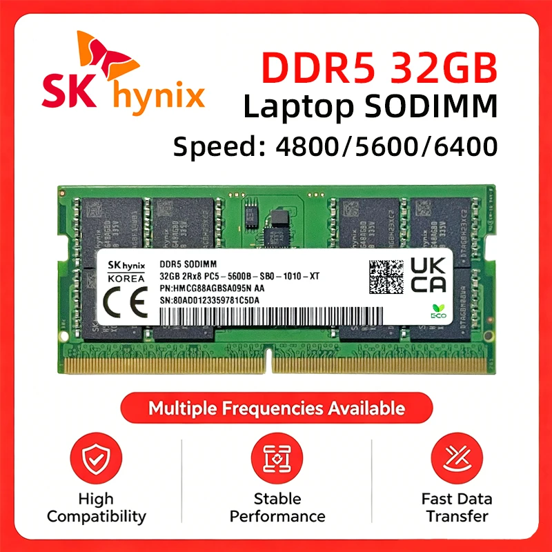 SK Hynix RAM DDR5 32GB 4800MHz 5600MHz 6400MHz Memory for Laptop