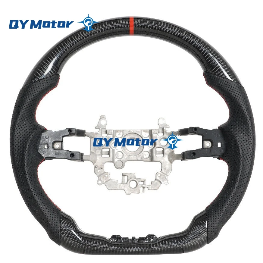 

Real Carbon Fiber Steering Wheel Fit For Honda Civic 11th Gen 2022-2024 Perforated Leather Racing Wheel Red Stripe