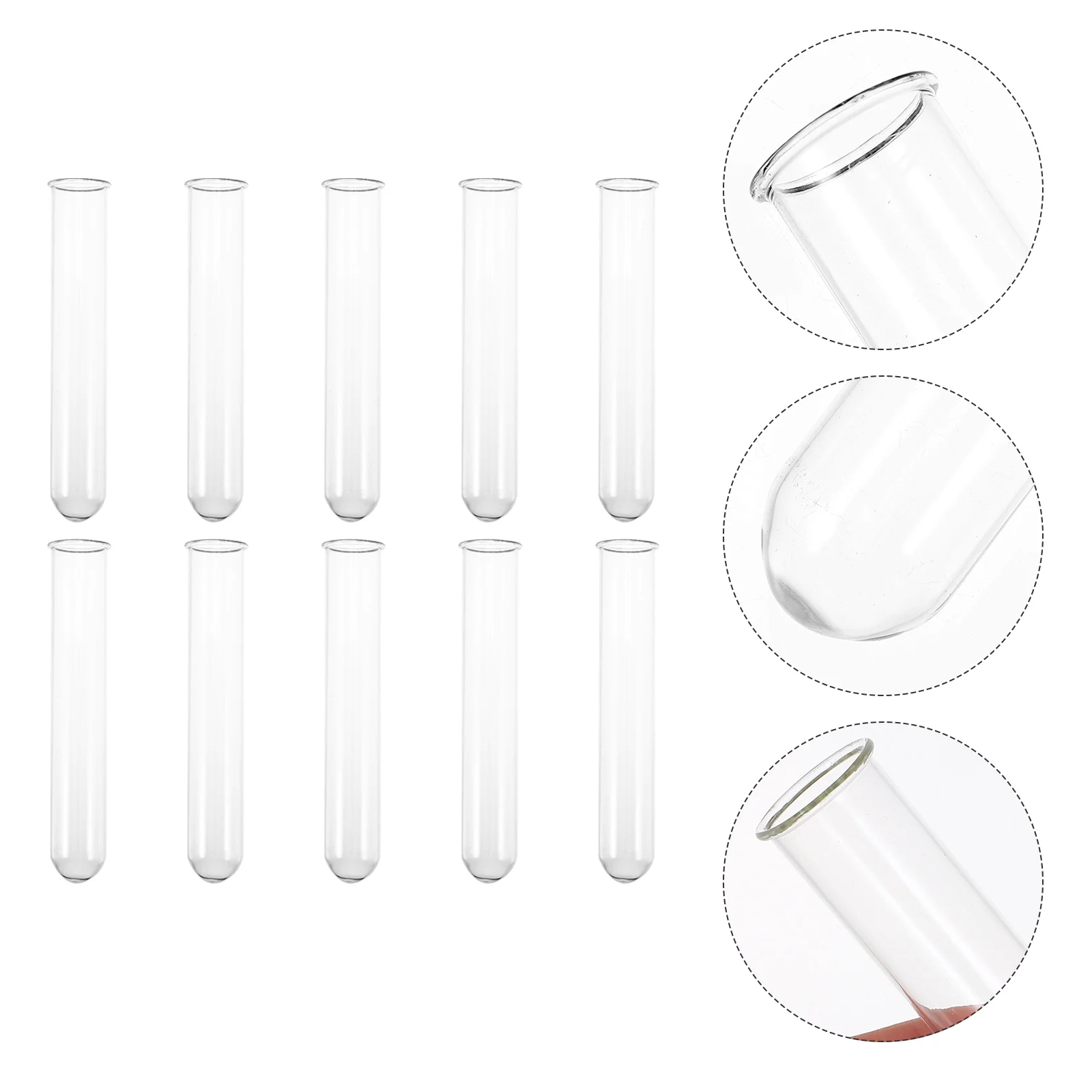 10 Pcs Rolled Edge Glass Test Tube Bottles Clear Propagation Alcohol Tubes Vases Wedding