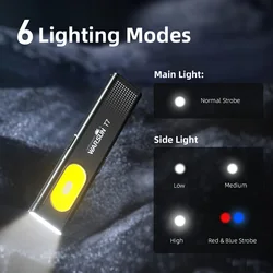 Warsun LED Keychain Flashlight USB-C Rechargeable 800Lm Portable Mini Torch Light Pocket Lantern Flood Work Light With Magnet