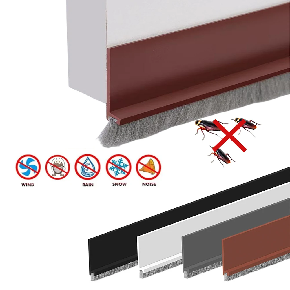 2Pcs 53MM Rubber Sealing Strip Door Suction With Brush Windproof Door Bottom Sealing Strip Moisture-proof And Insect-proof Door