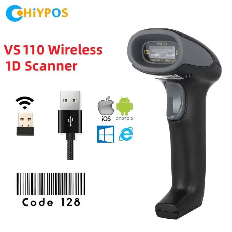 HQ Barcode Scanner Compatible with 2.4G Wireless & Bluetooth Function & Wired Connection Bar Code Reader Work ALL Systems